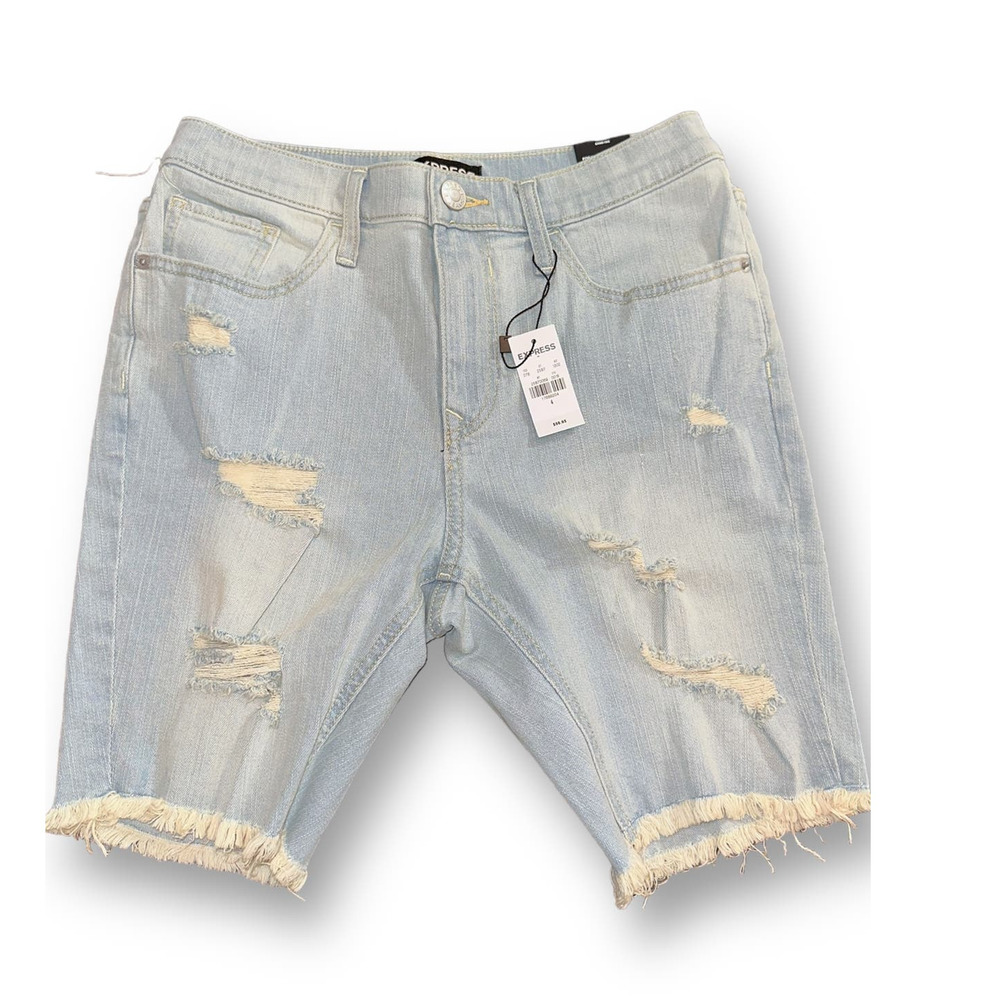 NWT Express Distressed Denim Shorts Size- 4‎